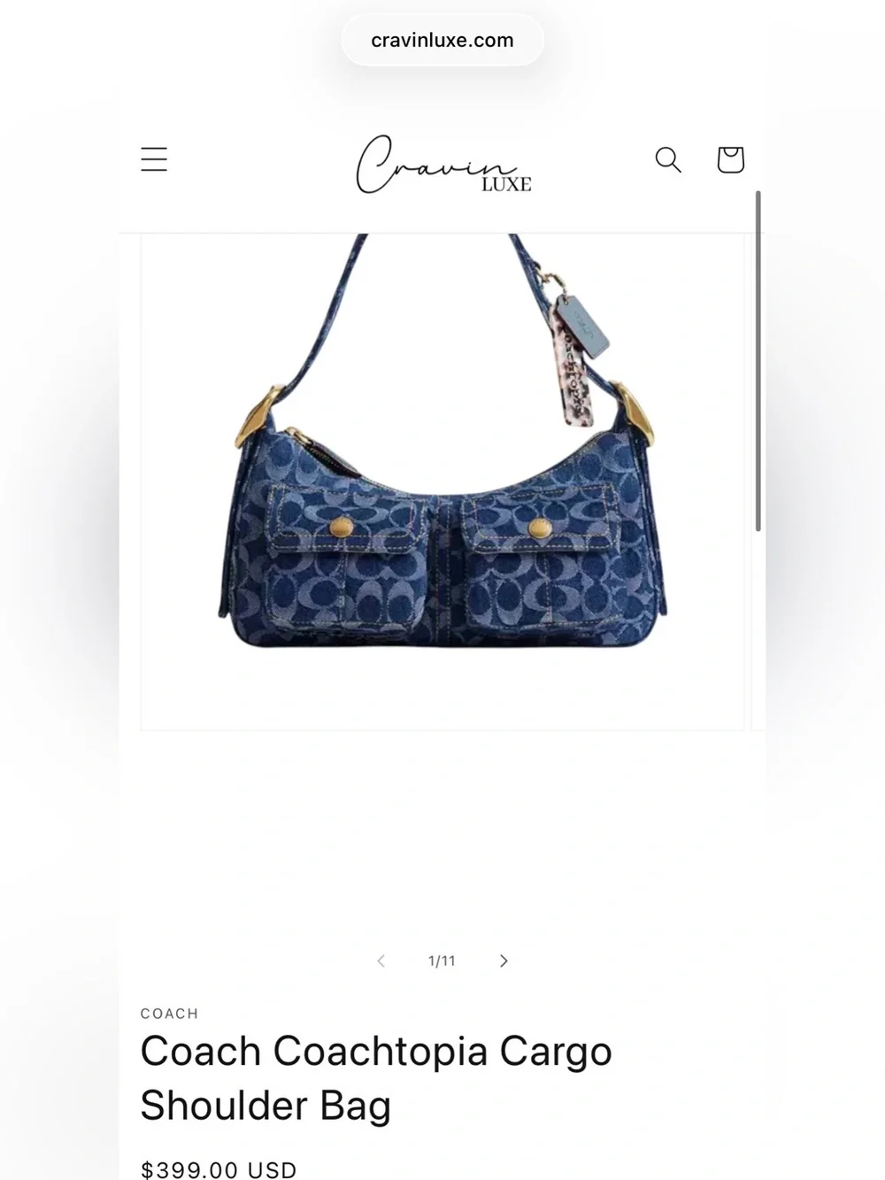 New LIMITED Coach Coachtopia Cargo Shoulder Bag in Signature Blue Denim - Picture 14 of 14